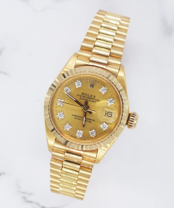 Stunning Ladies Solid 18ct Gold ROLEX Oyster Perpetual Datejust - Boxed - Image 4
