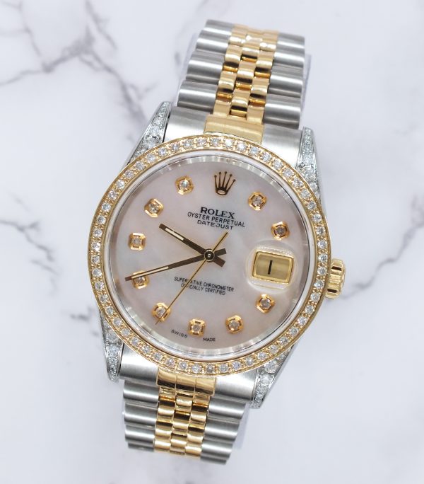 Mens Rolex Datejust 'Fully Loaded' with Diamond Dial, Bezel & Shoulders - MINT - Image 4