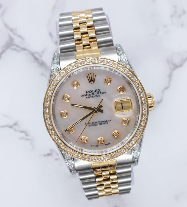 Mens Rolex Datejust 'Fully Loaded' with Diamond Dial, Bezel & Shoulders - MINT - Image 5