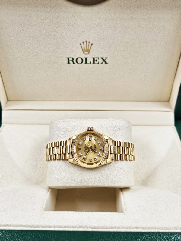 Stunning Ladies Solid 18ct Gold ROLEX Oyster Perpetual Datejust - Boxed - Image 8