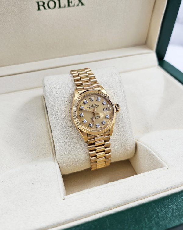 Stunning Ladies Solid 18ct Gold ROLEX Oyster Perpetual Datejust - Boxed - Image 9
