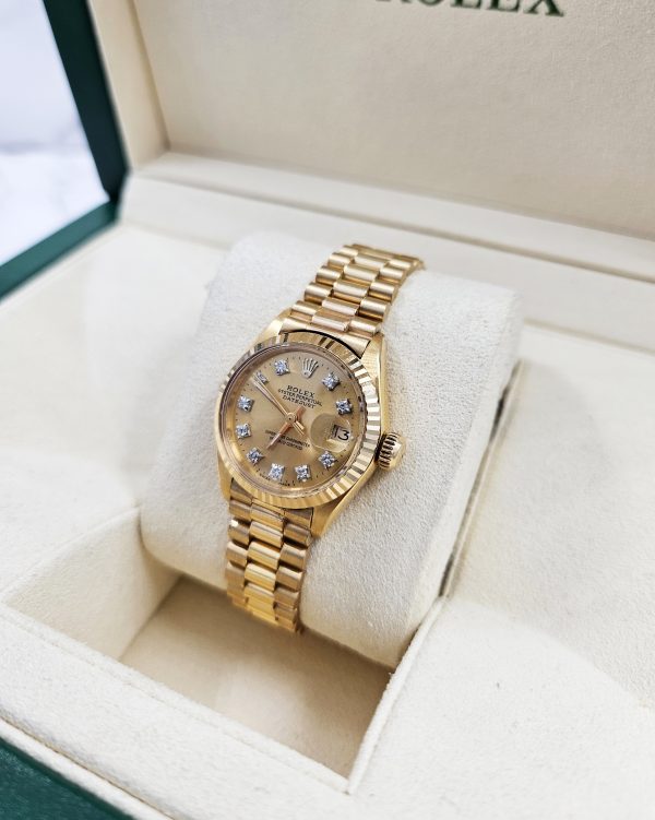 Stunning Ladies Solid 18ct Gold ROLEX Oyster Perpetual Datejust - Boxed - Image 10