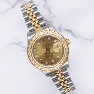 Ladies Rolex Datejust with Factory Diamond Dial & Diamond Bezel – BOX & PAPERS