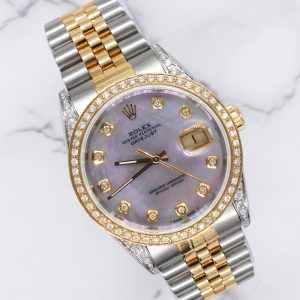Mens Rolex Datejust 'Fully Loaded' with PINK MOP Diamond Dial, Bezel & Shoulder