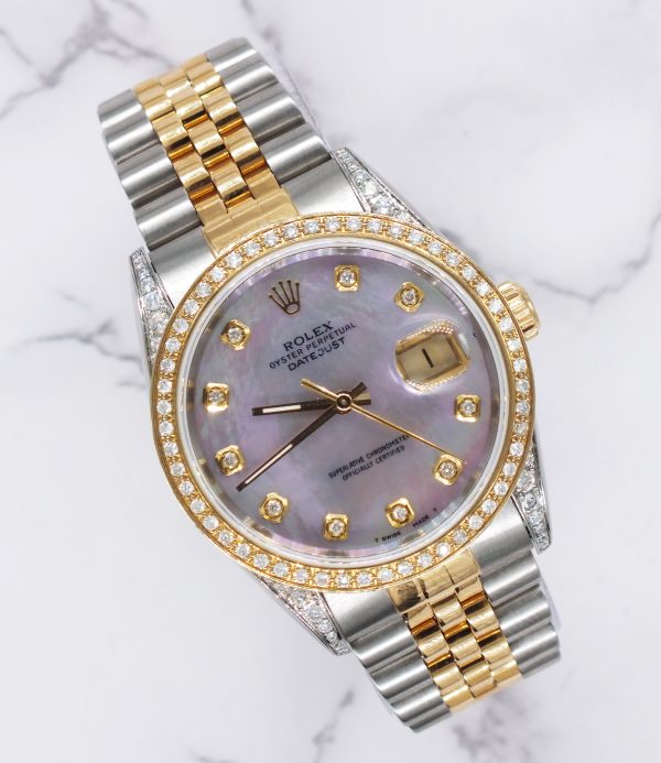 Mens Rolex Datejust 'Fully Loaded' with PINK MOP Diamond Dial, Bezel & Shoulder