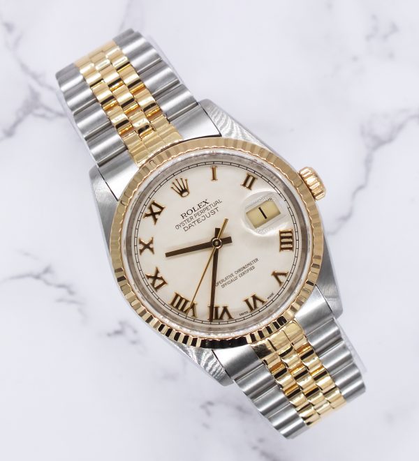 Mens Rolex Oyster Perpetual Datejust - Factory Pyramid Dial - Box / Papers.
