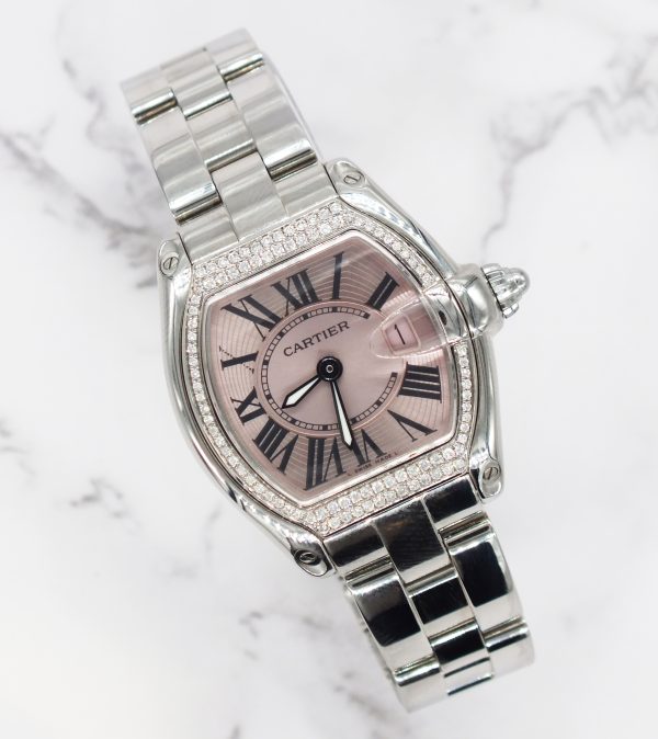 Ladies Cartier Roadster with Pink Dial VVS Diamond Bezel - Boxed - MINT - Image 2