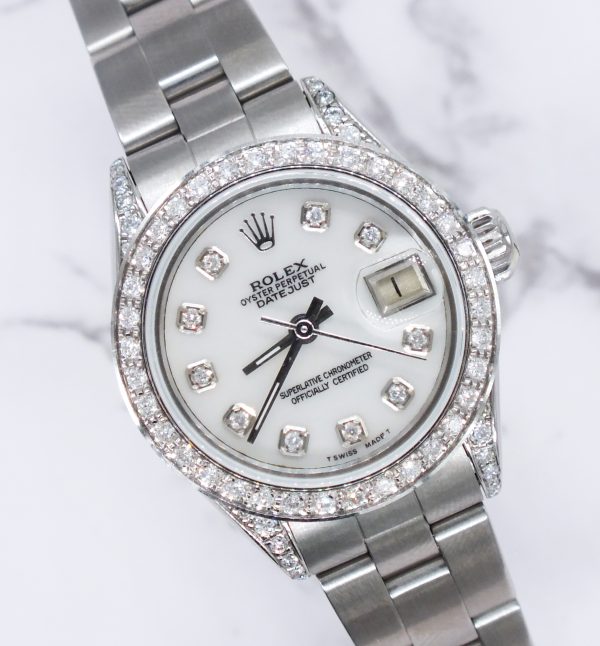 26mm Ladies Rolex Datejust with White MOP Diamond Dial, Bezel & Shoulders. - Image 2