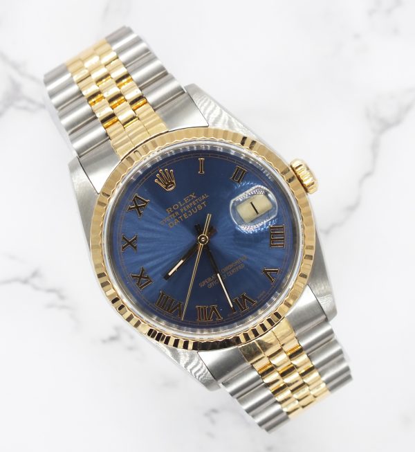 Stunning Gents Rolex Datejust Blue Roman Numeral Dial with Box and Papers - MINT