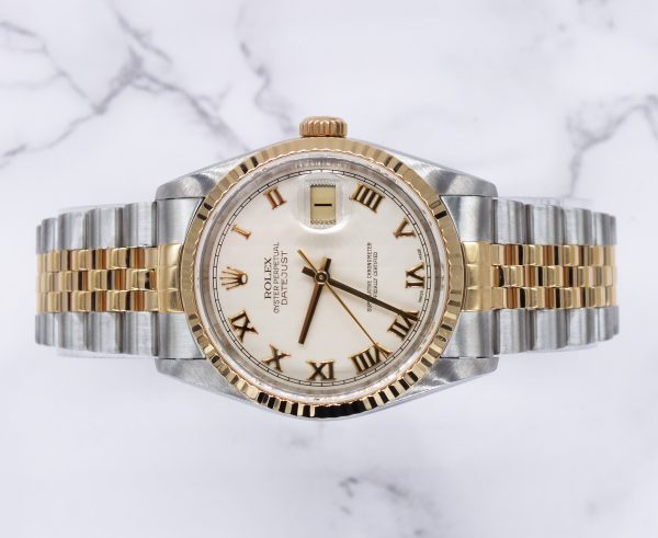 Mens Rolex Oyster Perpetual Datejust - Factory Pyramid Dial - Box / Papers. - Image 2