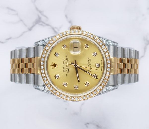 Mens Rolex Datejust 'Fully Loaded' with Champagne Diamond Dial, Bezel & Shoulders - Image 2