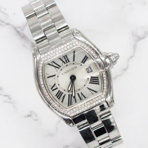 Ladies Cartier Roadster with Silver Dial VVS Diamond Bezel - Boxed - MINT