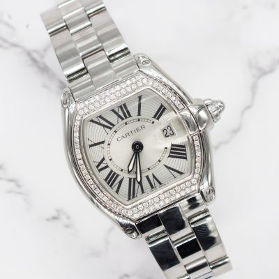 Ladies Cartier Roadster with Silver Dial VVS Diamond Bezel - Boxed - MINT
