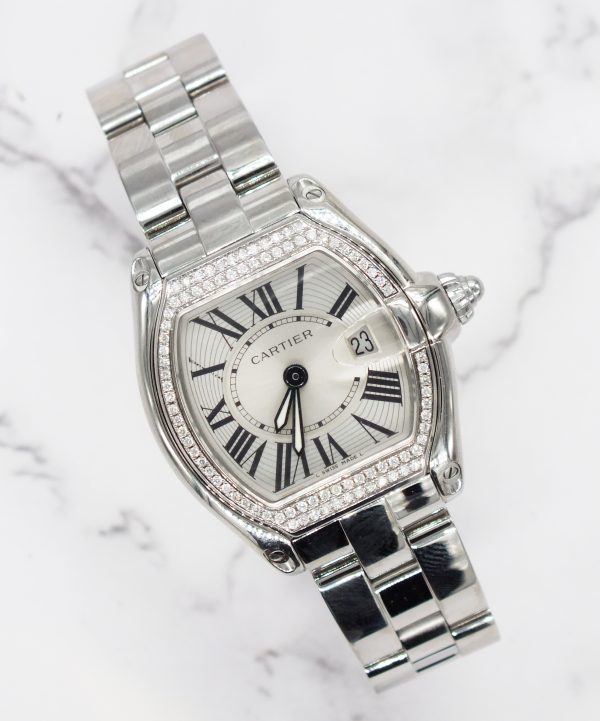 Ladies Cartier Roadster with Silver Dial VVS Diamond Bezel - Boxed - MINT
