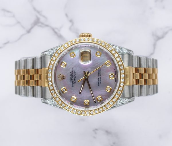 Mens Rolex Datejust 'Fully Loaded' with PINK MOP Diamond Dial, Bezel & Shoulder - Image 2