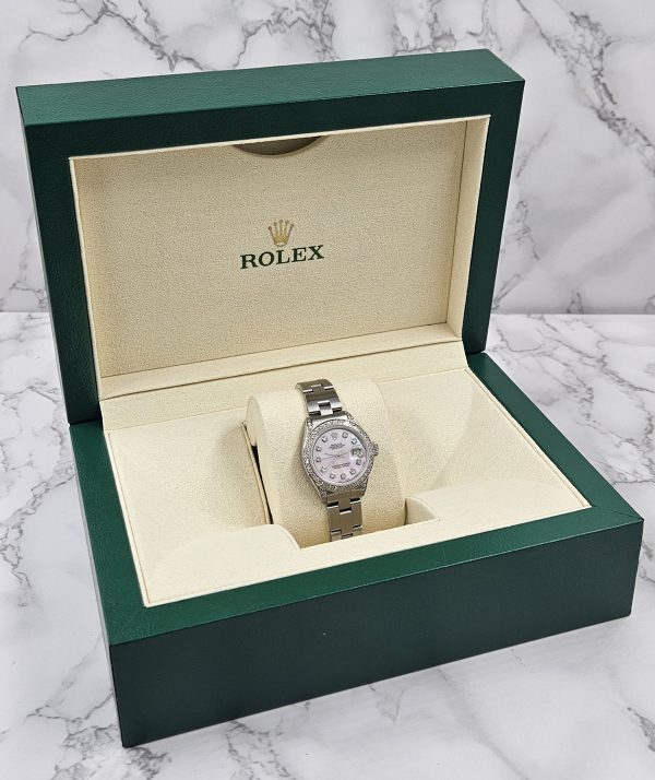 Ladies 26mm Rolex Datejust with Pink MOP Diamond Dial, Bezel & Shoulders. - Image 7