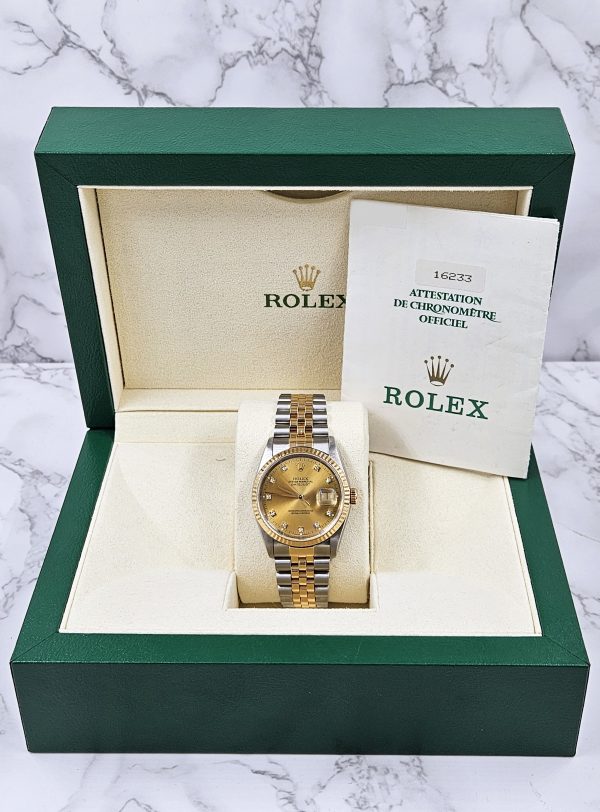 Stunning Gents Rolex Datejust 16233 - Factory Diamond Dial Box & Papers - MINT! - Image 7