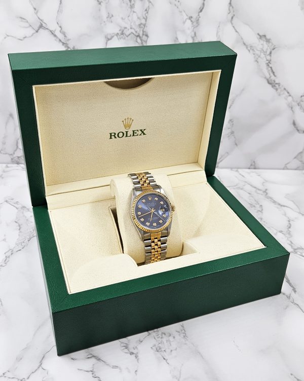 Men's Steel & 18ct Gold Rolex Datejust with Blue Diamond Dial - Box and Papers. - Image 11