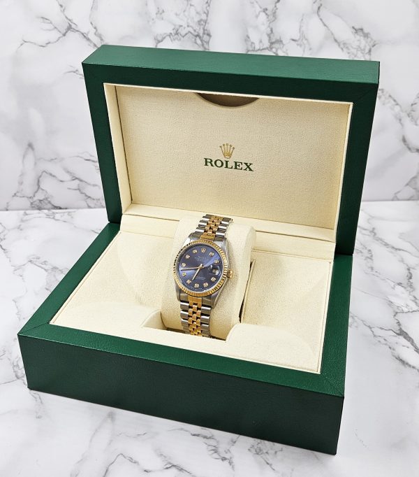Men's Steel & 18ct Gold Rolex Datejust with Blue Diamond Dial - Box and Papers. - Image 12