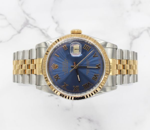 Stunning Gents Rolex Datejust Blue Roman Numeral Dial with Box and Papers - MINT - Image 2