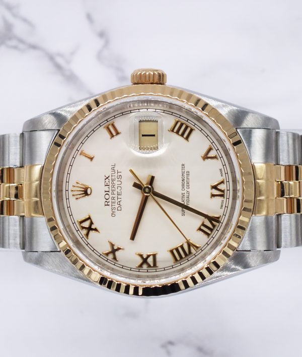 Mens Rolex Oyster Perpetual Datejust - Factory Pyramid Dial - Box / Papers. - Image 3