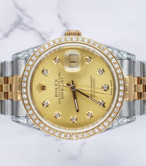 Mens Rolex Datejust 'Fully Loaded' with Champagne Diamond Dial, Bezel & Shoulders - Image 3