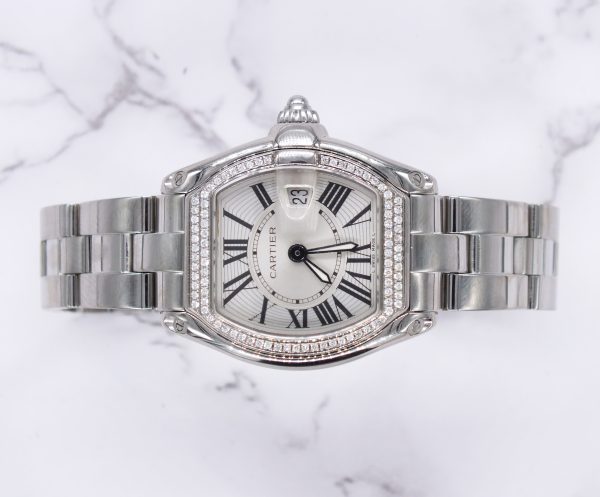 Ladies Cartier Roadster with Silver Dial VVS Diamond Bezel - Boxed - MINT - Image 2