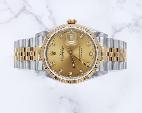 Stunning Gents Rolex Datejust 16233 - Factory Diamond Dial Box & Papers - MINT! - Image 2