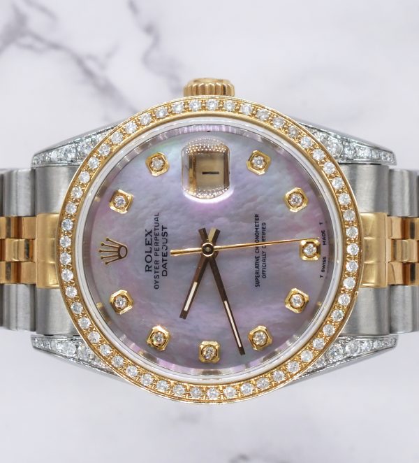 Mens Rolex Datejust 'Fully Loaded' with PINK MOP Diamond Dial, Bezel & Shoulder - Image 3