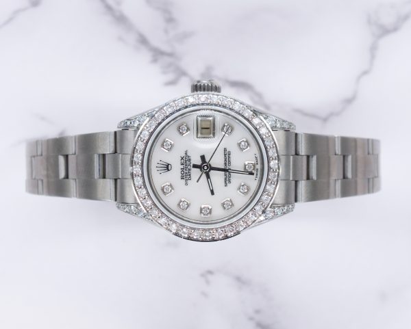 26mm Ladies Rolex Datejust with White MOP Diamond Dial, Bezel & Shoulders. - Image 3
