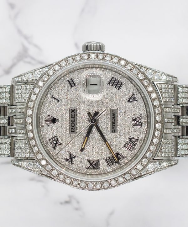 Mens Rolex Datejust with Full Diamond Dial, Bezel, Shoulders and Bracelet! - Image 3