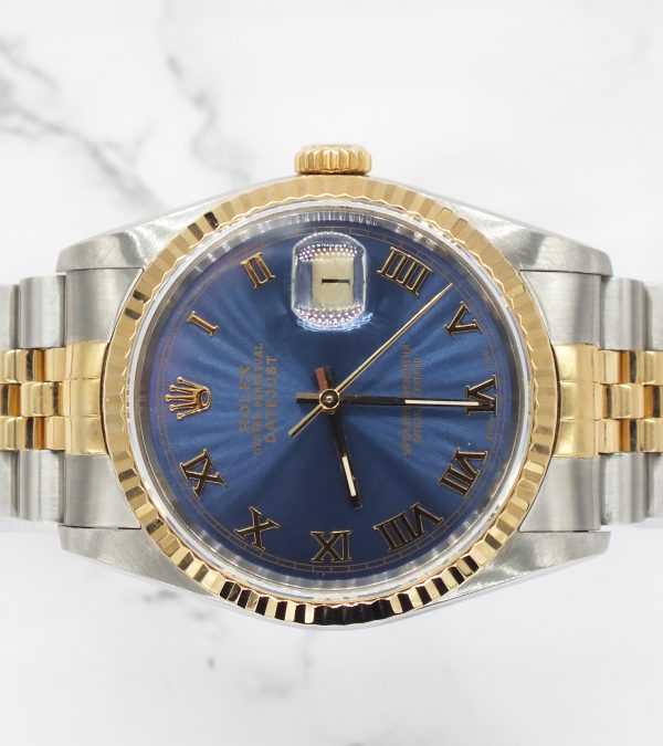 Stunning Gents Rolex Datejust Blue Roman Numeral Dial with Box and Papers - MINT - Image 3