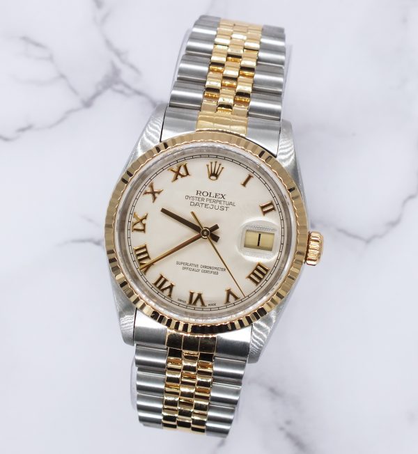 Mens Rolex Oyster Perpetual Datejust - Factory Pyramid Dial - Box / Papers. - Image 4