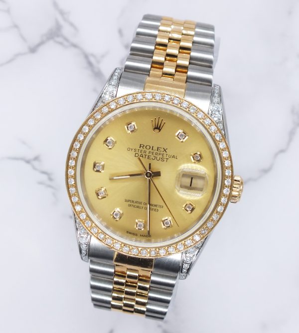 Mens Rolex Datejust 'Fully Loaded' with Champagne Diamond Dial, Bezel & Shoulders - Image 4