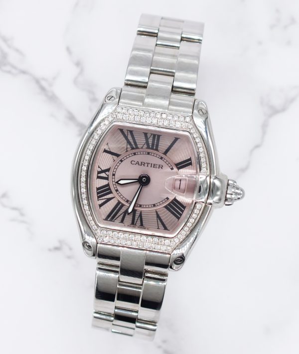 Ladies Cartier Roadster with Pink Dial VVS Diamond Bezel - Boxed - MINT - Image 5