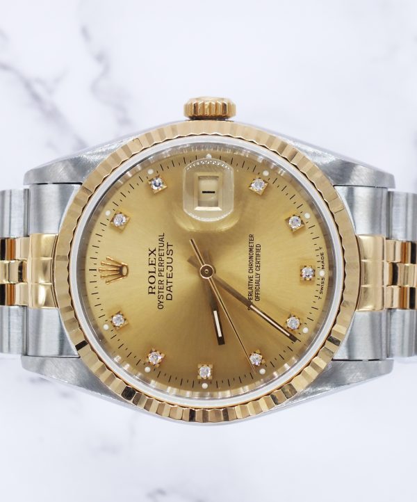 Stunning Gents Rolex Datejust 16233 - Factory Diamond Dial Box & Papers - MINT! - Image 3