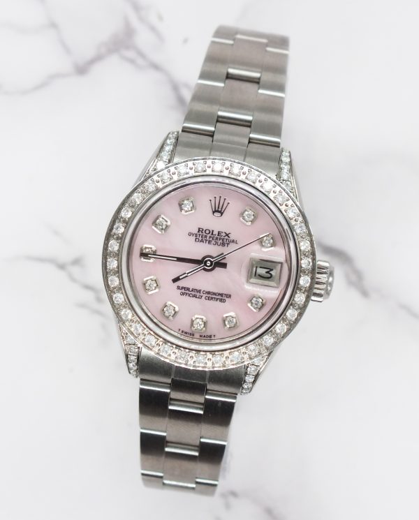 Ladies 26mm Rolex Datejust with Pink MOP Diamond Dial, Bezel & Shoulders. - Image 4
