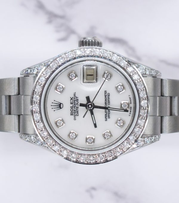 26mm Ladies Rolex Datejust with White MOP Diamond Dial, Bezel & Shoulders. - Image 4