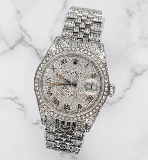 Mens Rolex Datejust with Full Diamond Dial, Bezel, Shoulders and Bracelet! - Image 4