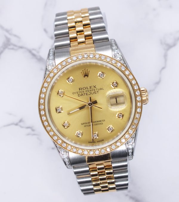 Mens Rolex Datejust 'Fully Loaded' with Champagne Diamond Dial, Bezel & Shoulders - Image 5