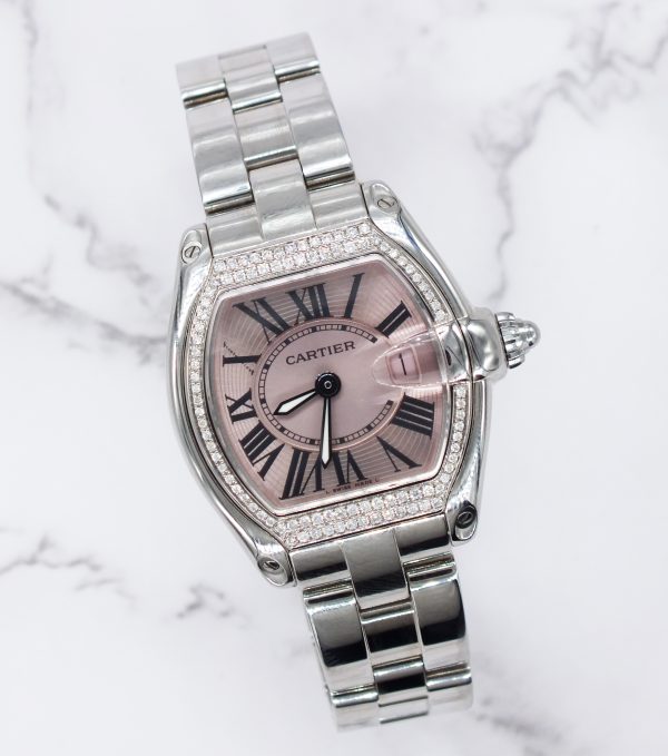 Ladies Cartier Roadster with Pink Dial VVS Diamond Bezel - Boxed - MINT - Image 6