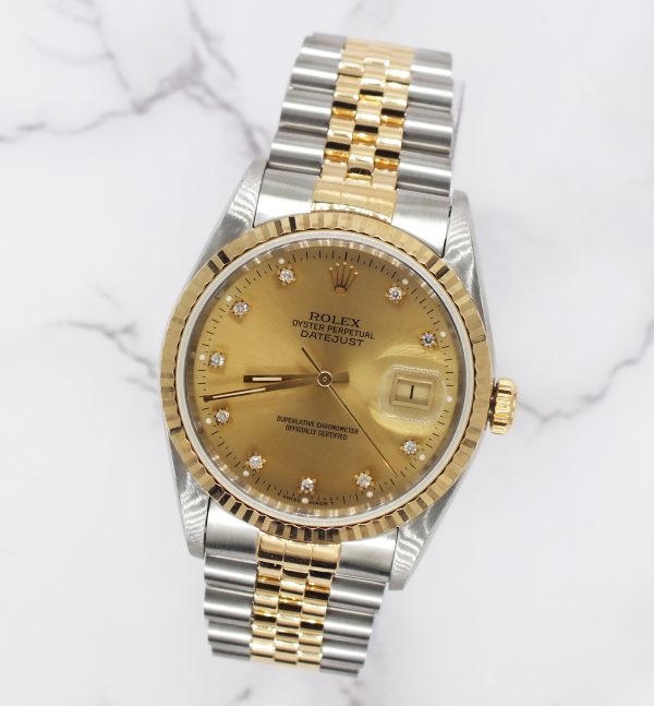 Stunning Gents Rolex Datejust 16233 - Factory Diamond Dial Box & Papers - MINT! - Image 4