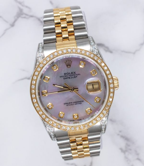 Mens Rolex Datejust 'Fully Loaded' with PINK MOP Diamond Dial, Bezel & Shoulder - Image 5