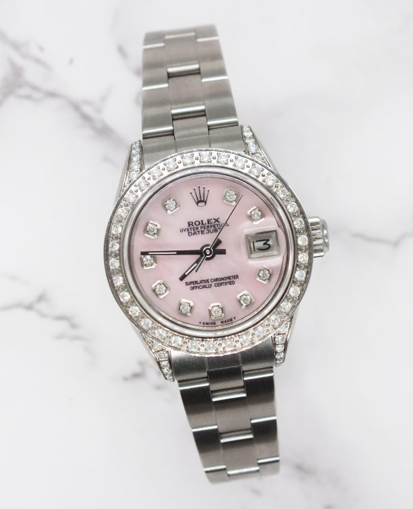 Ladies 26mm Rolex Datejust with Pink MOP Diamond Dial, Bezel & Shoulders. - Image 5