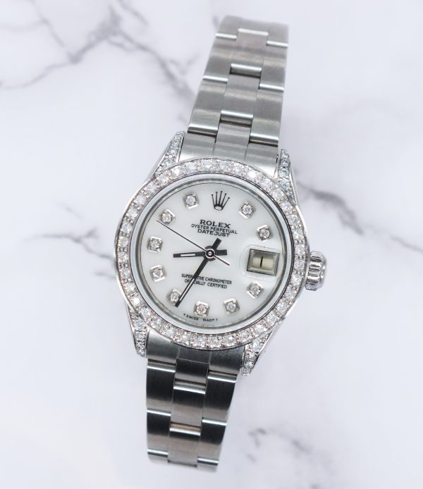 26mm Ladies Rolex Datejust with White MOP Diamond Dial, Bezel & Shoulders. - Image 5
