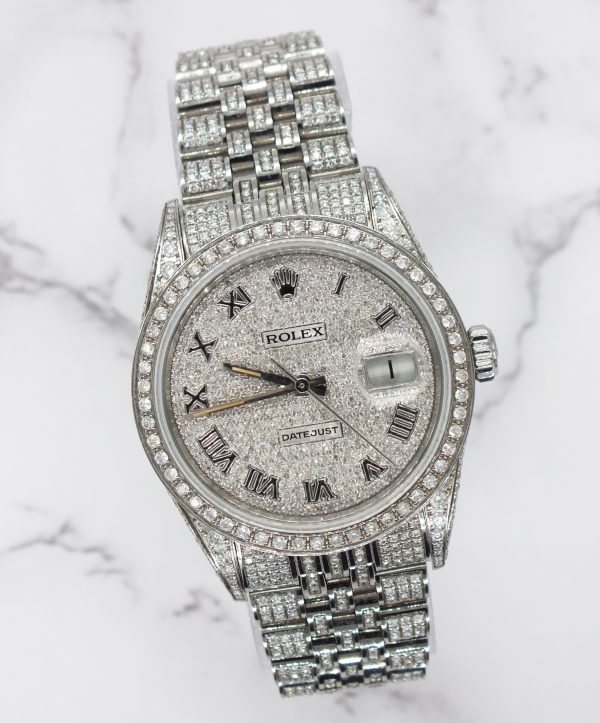 Mens Rolex Datejust with Full Diamond Dial, Bezel, Shoulders and Bracelet! - Image 5
