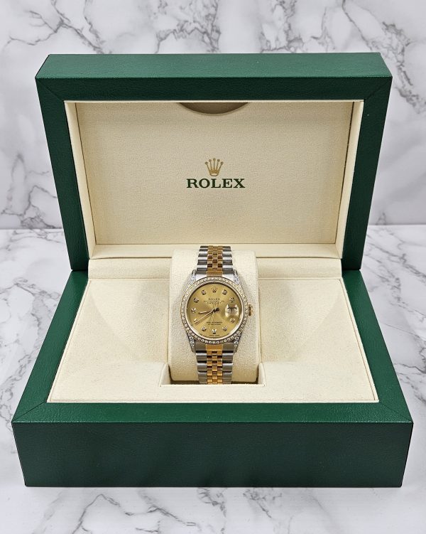 Mens Rolex Datejust 'Fully Loaded' with Champagne Diamond Dial, Bezel & Shoulders - Image 6