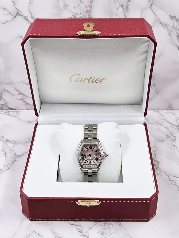 Ladies Cartier Roadster with Pink Dial VVS Diamond Bezel - Boxed - MINT - Image 7