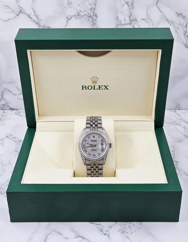 Mens Rolex Datejust with Full Diamond Dial, Bezel, Shoulders and Bracelet! - Image 6