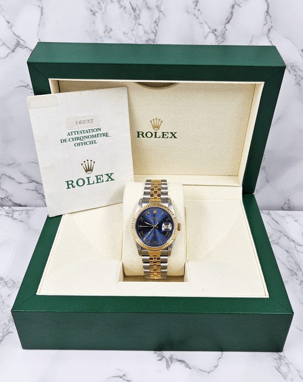 Stunning Gents Rolex Datejust Blue Roman Numeral Dial with Box and Papers - MINT - Image 6